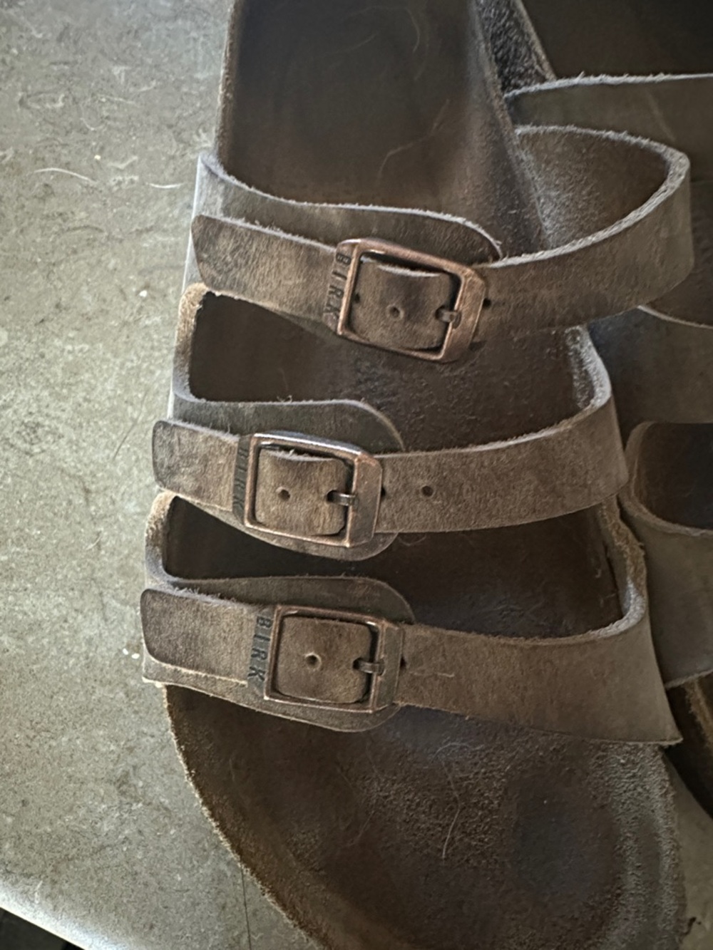 Birkenstock Three-Strap Suede Sandals in Brown Taupe - Picture 4 of 5